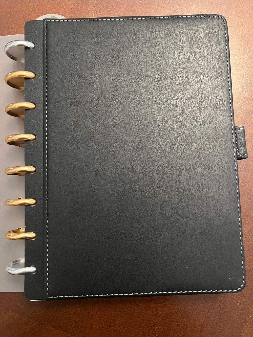 Levenger Black Leather Circa Fold-Over Notebook Junior Size.